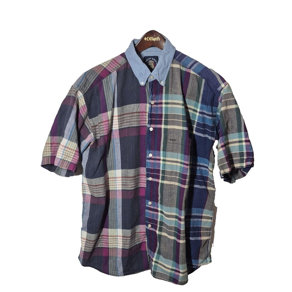 Gant Salty Dog Genuine Indian Madras Shirt Mens Large Plaid Multicolor  90's Vtg